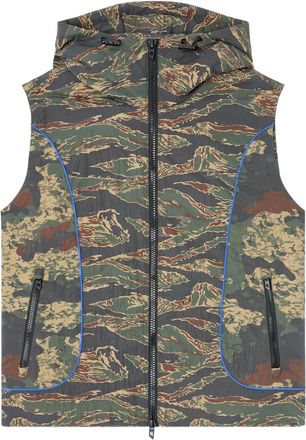 Diesel Gilet con stampa camouflage e cappuccio - Blu