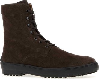 Tod's Mens Dark Brown Suede Ankle Boots Testamoro Scarpe Stringate Lace-up Shoes