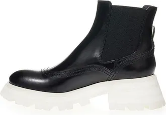 Alexander McQueen Womens Black Leather Chelsea Boots