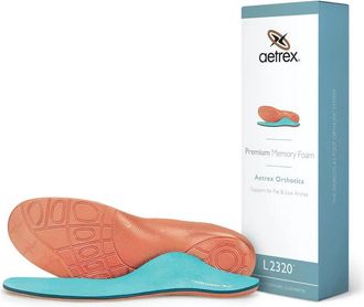 Aetrex Mens Premium Memory Foam Posted Orthotics Insole In Orange/blue