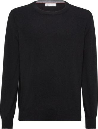 Brunello Cucinelli Zwarte Cashmere Crew Neck Sweatshirt - Heren - Cashmere truien - Zwart - L - Truien & Vesten