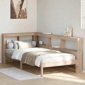 vidaXL Cama Con Estanter&iacute;a Sin Colch&oacute;n Madera Maciza De Pino 75x190 Cm Vidaxl