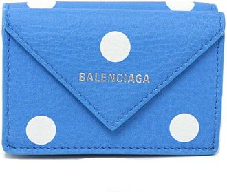 Balenciaga Blue White Leather Wallet (Tri-Fold) (Pre-Owned)