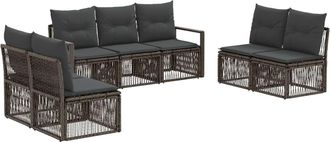 vidaXL Conjunto De Sof&aacute;s De Jard&iacute;n 7 Uds. Gris Rat&aacute;n Sint&eacute;tico Vidaxl