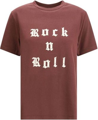 Zadig&Voltaire Womens Rock N Roll Graphic Tee - Brown Cotton - Size Medium