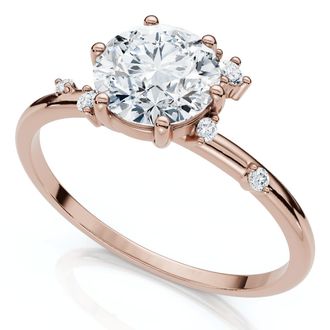 Pompeii3 1Ct Diamond Flame Engagement Ring 14k Gold Lab Grown EF/VS