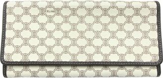 Celine Brown White Leather Long Wallet (Bi-Fold) (Pre-Owned)