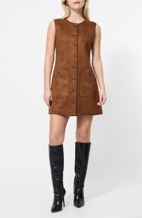 French Connection Lany Sleeveless Faux Suede Minidress in Tan at Nordstrom, Size 10