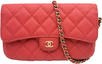 Chanel Matelasse Red Color Grained Calfskin Pouch (Pre-Owned)