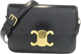 Celine Pre-owned Teen Triomphe Calf Shoulder Bag - Dames - Vintage Schoudertas - Zwart - ONE Size - Leer - Vintage