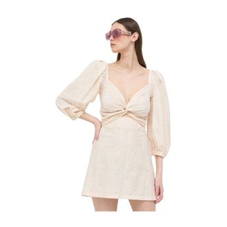 Liviana Conti Mini abito con maniche a sbuffo ricamato - - Dresses - Donna - Beige - L