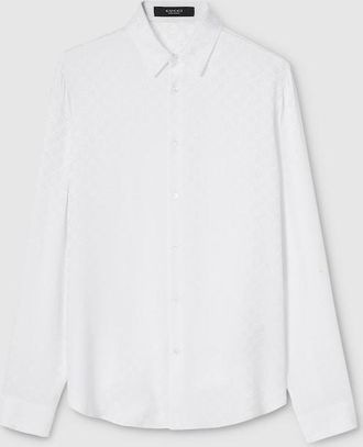 Gucci GG Silk Jacquard Shirt, Size 15+, White