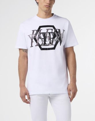 Philipp Plein Round Neck T-Shirt Logo Stones Men in White at Nordstrom, Size Xx-Large