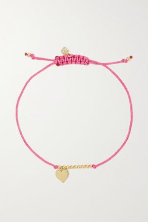 Sydney Evan Bracciale In Oro 14 Carati E Cordoncino Pure Heart - Rosa