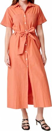 Lilla P Eyelet Trim Maxi Shirt Dress In Terracotta