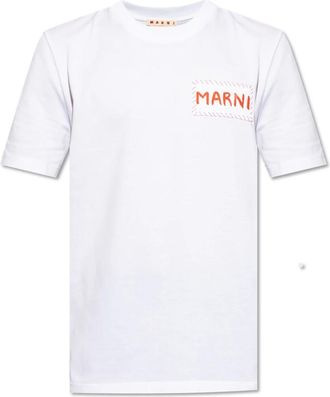 Marni T-shirt met logo - Heren - T-shirts - Wit - S - Katoen - Tops