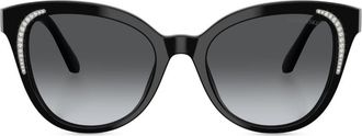 Swarovski crystal-embellished oversized sunglasses - women - Acetate - 53 - Black