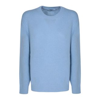 Prada Su&eacute;ter de cuello redondo de lana y cachemira - Knitwear - Mujer - Azul - L