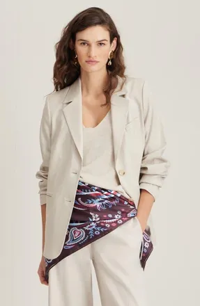 Nordstrom Linen Blend Boyfriend Blazer in Beige Scroll at Nordstrom, Size Xx-Large