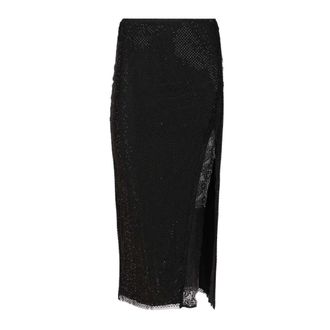 Self Portrait Rhinestone Midi Skirt - female - Self Portrait - Midi Skirts - Black - XS - Skirts