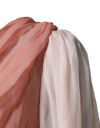 Dolce & Gabbana Womens Pink Silk Tulle Long Sleeve V-Neck Dress