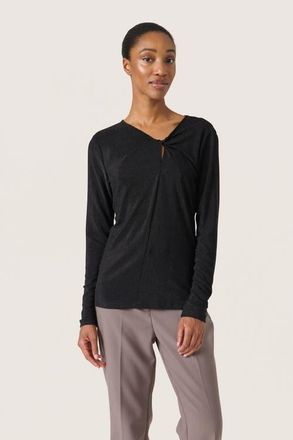 Soaked In Luxury Skylara Knotted Long Sleeve Glitter Top in Black at Nordstrom, Size X-Small