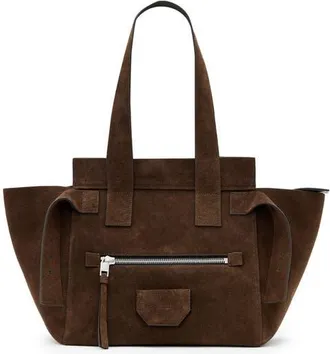 AllSaints Perez Suede Tote in Fango Brown at Nordstrom