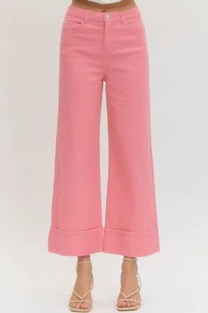 Entro Woven Ankle Pants In Pink