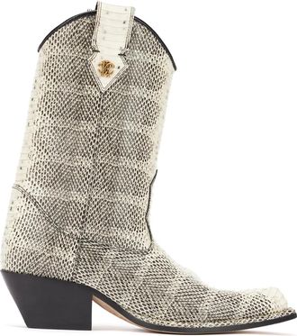 Roberto Cavalli printed leather boots - women - Bos Taurus/Bos Taurus/Bos Taurus - 36 - Black