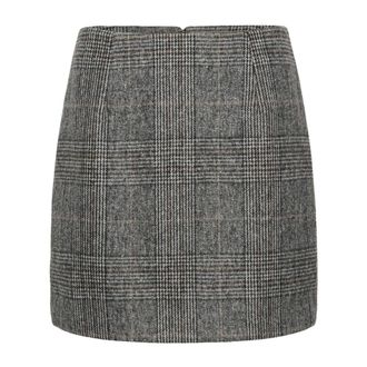 Kaffe Rokken, Dames, Grijs, L, Wol, Grijze Prince of Wales Geruite Rok