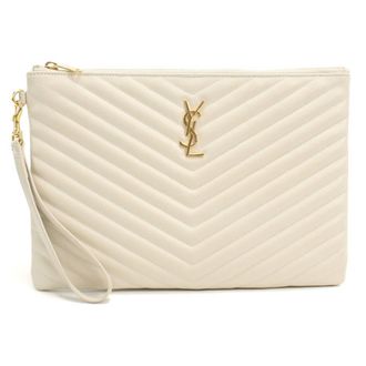 Saint Laurent White Leather Clutch Bag (Pre-Owned)