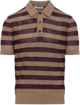 Dries Van Noten Mercy Stripe Camel Viscose Polo