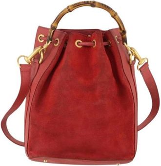 Gucci Vintage, unisex, Rood, ONE Size, Leer, Pre-owned Bucket Bag