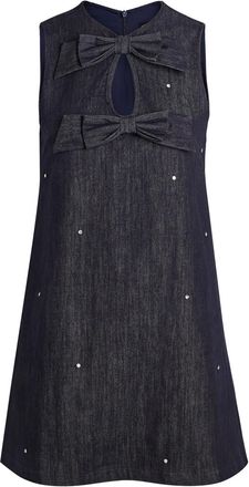 Sister Jane Curio Crystal-embellished Stretch-denim Mini Dress - 16 (UK16 / XL)