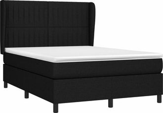 vidaXL Cama Box Spring Con Colch&oacute;n Tela Negro 140x190 Cm Vidaxl