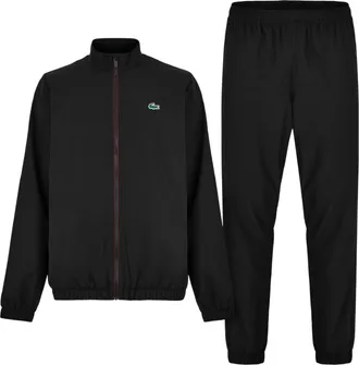 Lacoste Trainingspak met trechterhals en logo voor heren (Zwart/Espresso)