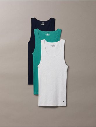 Calvin Klein Mens Cotton Classics 3-Pack Tank Top - Multi - XL