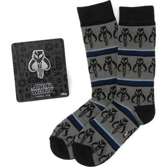 Cufflinks Inc. Mandalorian Mythosaur Crew Socks & Lapel Pin Gift Set in Grey Multi at Nordstrom