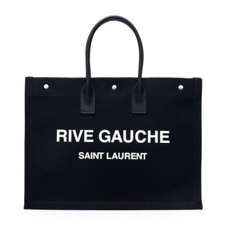 Saint Laurent Black tote bag with brand print Woman One Size