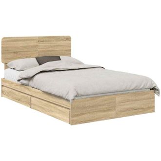 vidaXL Storage Bed with Drawer Sonoma Oak 120 x 200 cm Engineered Wood vidaXL