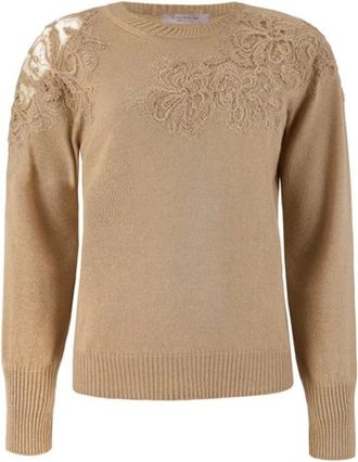 D.exterior Rondgebreide trui - Dames - Ronde hals truien - Beige - S - Truien & Vesten