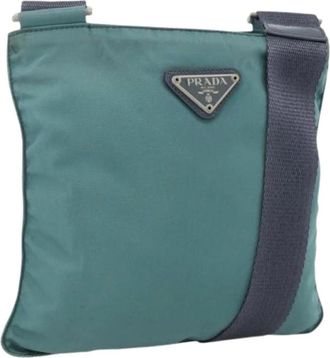 Prada Pre-owned Cross Body Bags, female, Green, Size: ONE SIZE Pre-owned Nylon Shoulder Bag