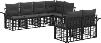 vidaXL Conjunto De Sof&aacute;s De Exterior 7 Uds. Negro Y Gris Oscuro Vidaxl