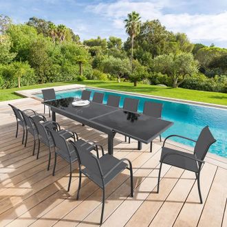 Hesperide Tavolo da giardino allungabile 135 270x90x75 cm - Piazza grigio grafite