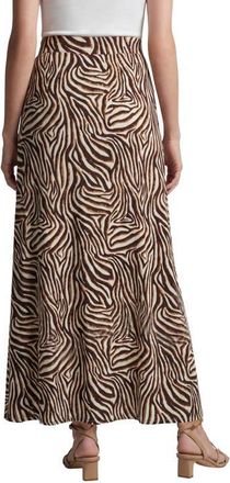 Jessica London Everyday Stretch Knit Maxi Skirt in Ivory Watercolor Zebra at Nordstrom, Size 12