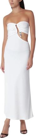 CHRISTOPHER ESBER Droplet Kristal Hanger Strapless Jurk - Dames - Maxi kleedjes - Wit - 2XS - Polyester - Kleedjes