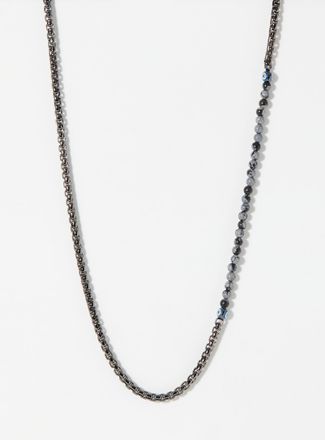 Tateossian Mens Sennit Catena Evil Eye obsidian & Venitian links necklace