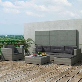 vidaXL Vidaxl - Set Divani da Giardino 6 pz con Cuscini in Polyrattan Grigio