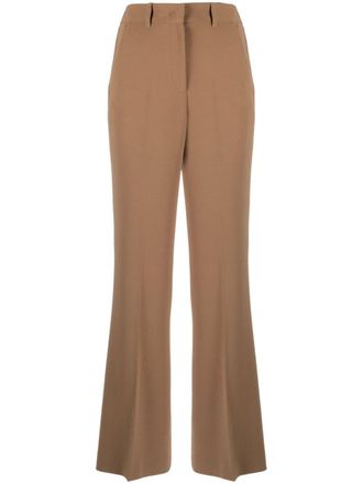 Alberto Biani crepe high-waist flared trousers - Brown