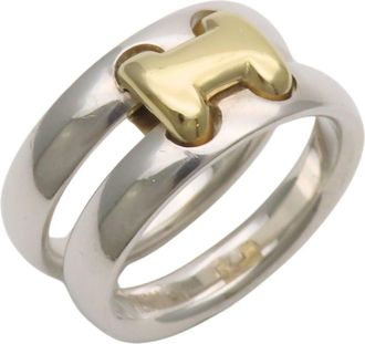 Herm&egrave;s Gold Silver Yellow Gold (18K) Silver 925 Band Ring (Pre-Owned)